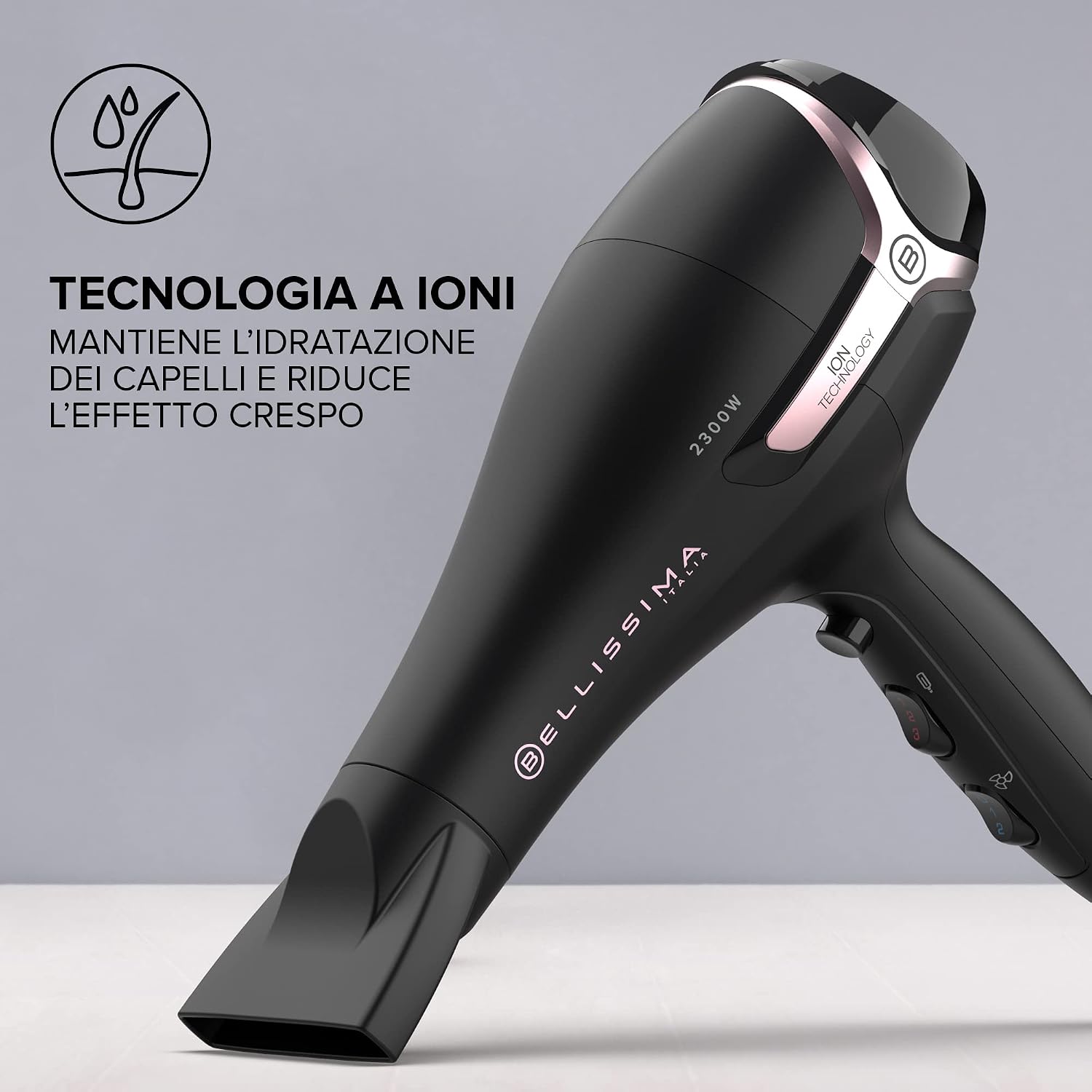 Detalle de Bellissima Imetec K9 2300 – Phon ionico 2300W con diffusore: asciugatura rapida e gestione crespo