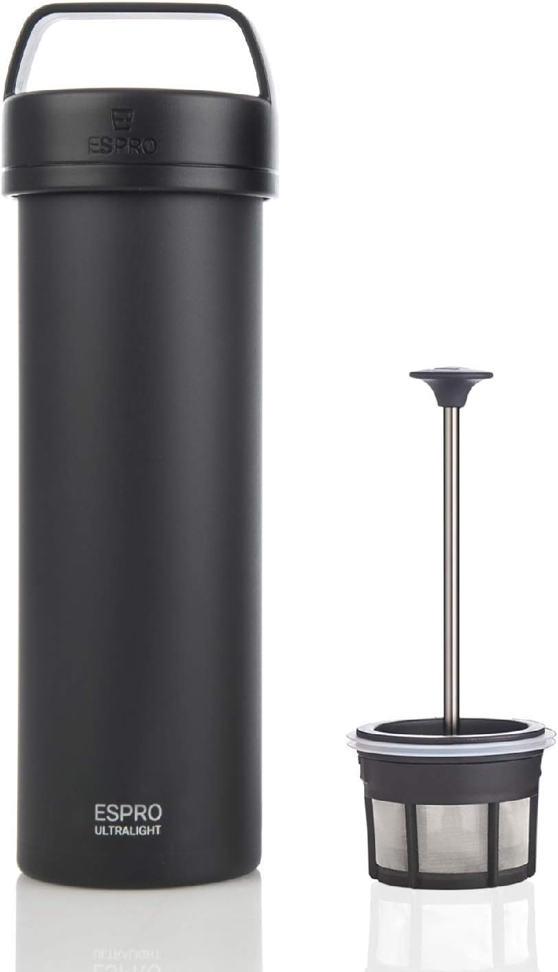 Detalle 2 de ESPRO Go P0 Ultralight reis-koffiebeker 473 ml, mat zwart, dubbelwandig