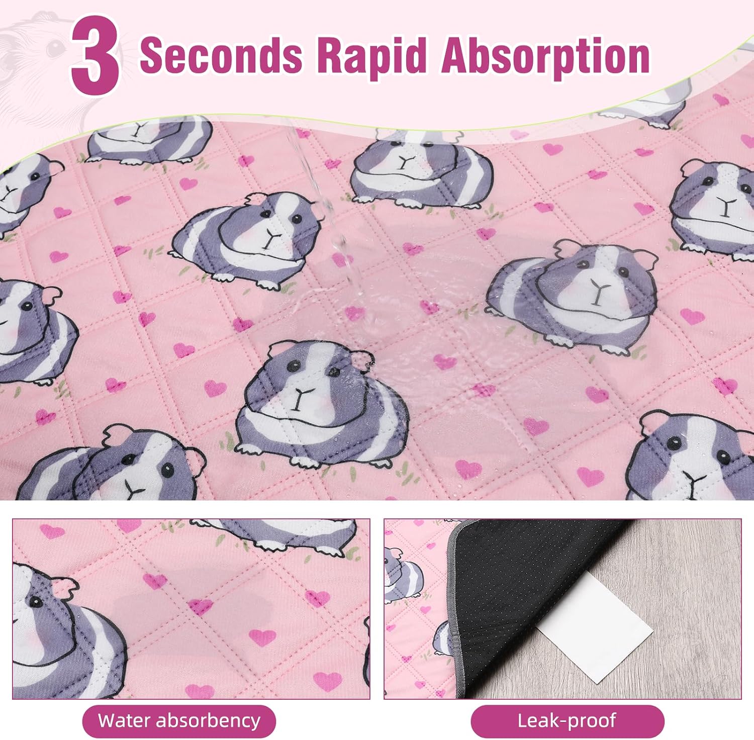 Thumbnail 2 de HOZKUY 2-Pack Guinea Pig Cage Liners & Bedding (24"x48") – Washable, leakproof pee pads with odour control