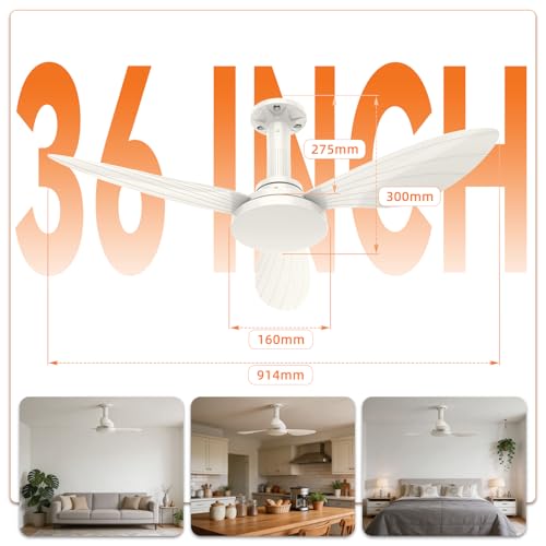 Thumbnail 7 de Hisummer Ventilateur Plafond 91 cm avec Lumière et Montage Rapide en 3 Étapes