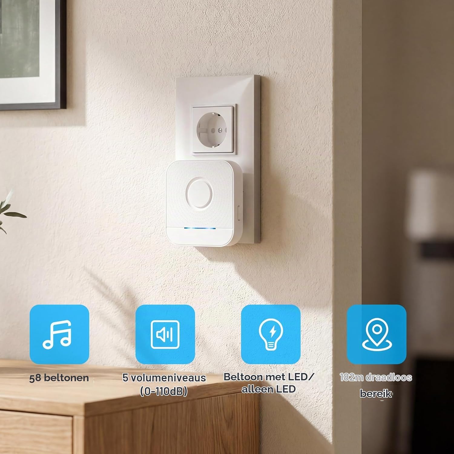 Detalle 1 de BITIWEND Wireless doorbell deur- en raamsensor met 58 tonen en bereik tot 182 m