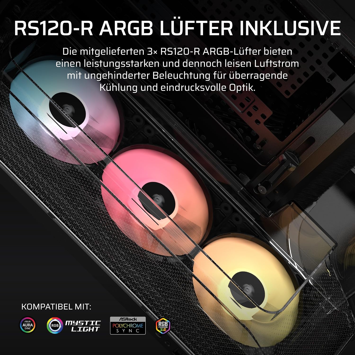 Thumbnail 5 de CORSAIR AIR 5400 RS-R ARGB Dreifach-Kammer-Mid-Tower-Gehäuse – Schwarz