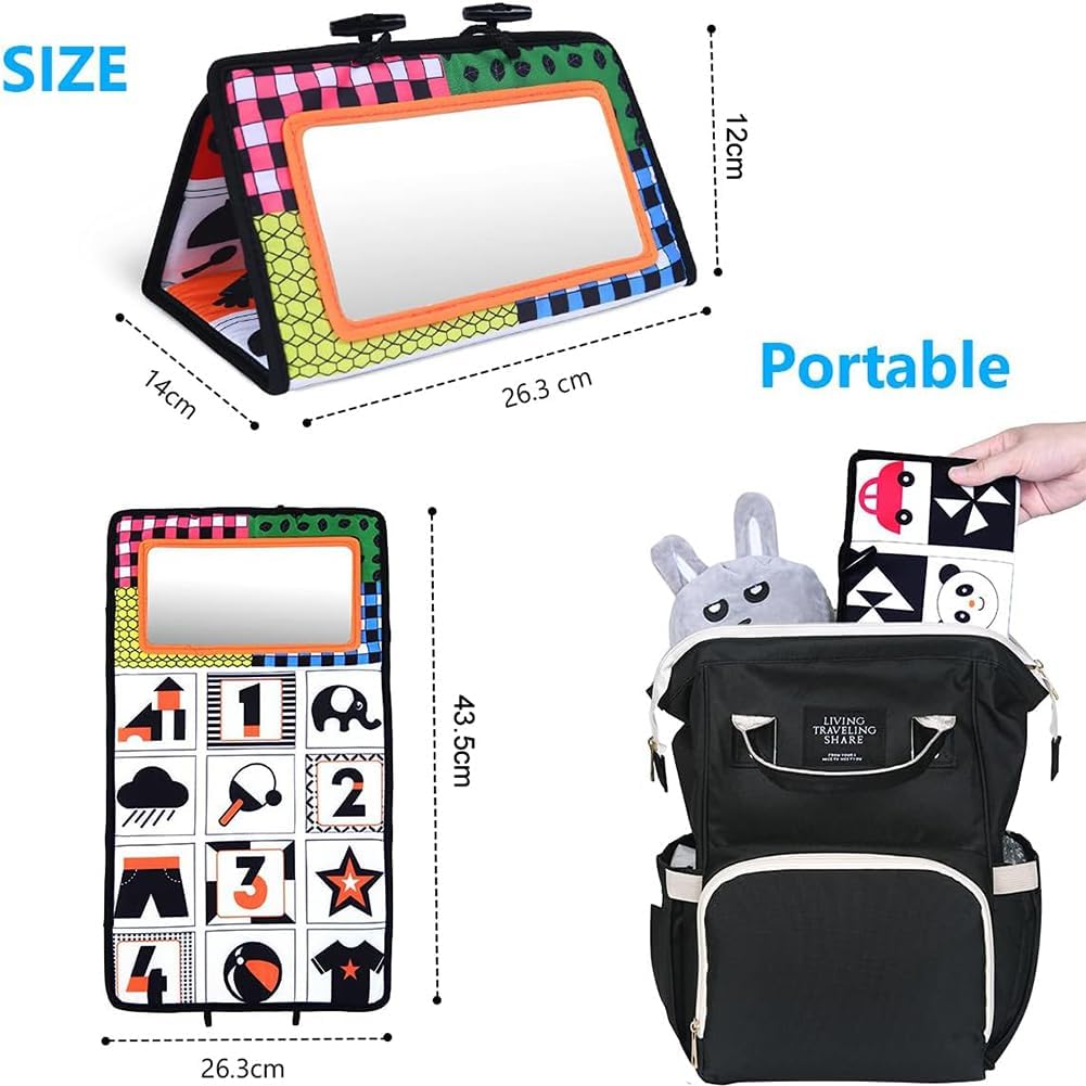 Thumbnail 1 de Vicloon Tummy Time Mirror (Black & White) – foldable sensory baby activity mirror for newborns