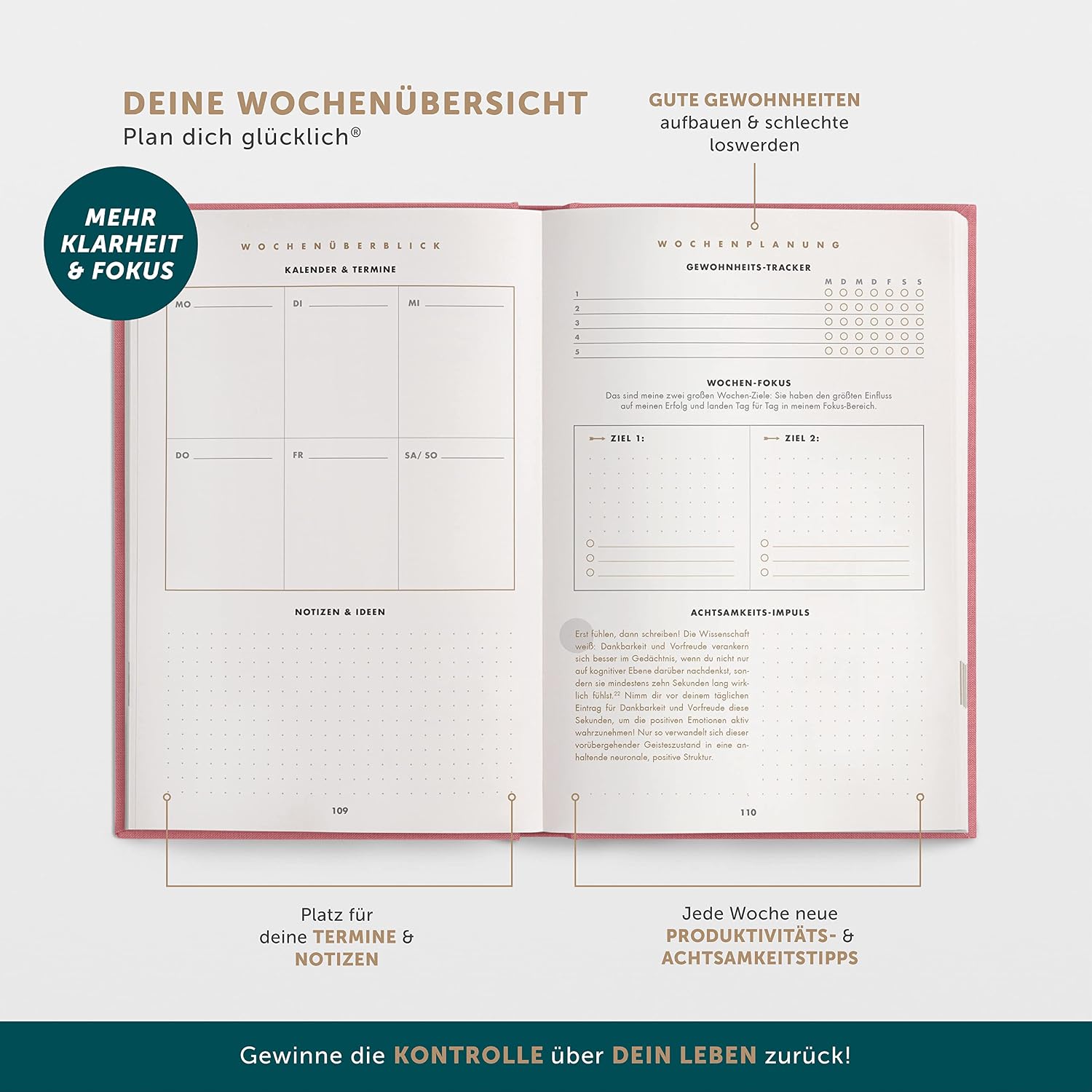 Detalle 2 de 6-Minuten Tagebuch Erfolgsjournal PUR đź““