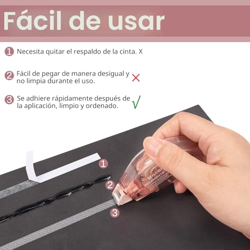 Detalle de Vinuwu 6Pcs Celo Doble Cara con Rodillo – Cinta Adhesiva Transparente para Álbumes y Recortes (6mm x 6m)