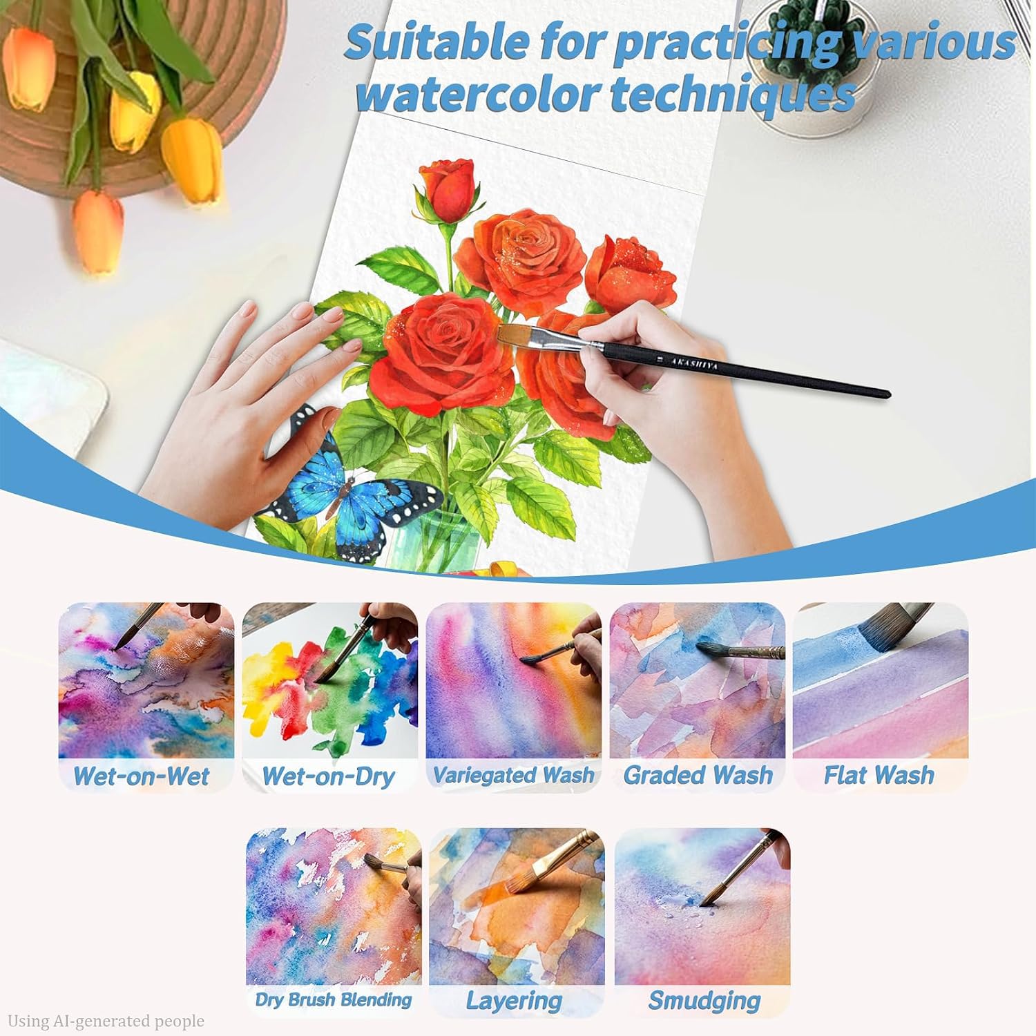 Detalle 2 de apolyone PKNB2025-1 Butterfly Watercolor Coloring Book, 100% Cotton 300gsm A4