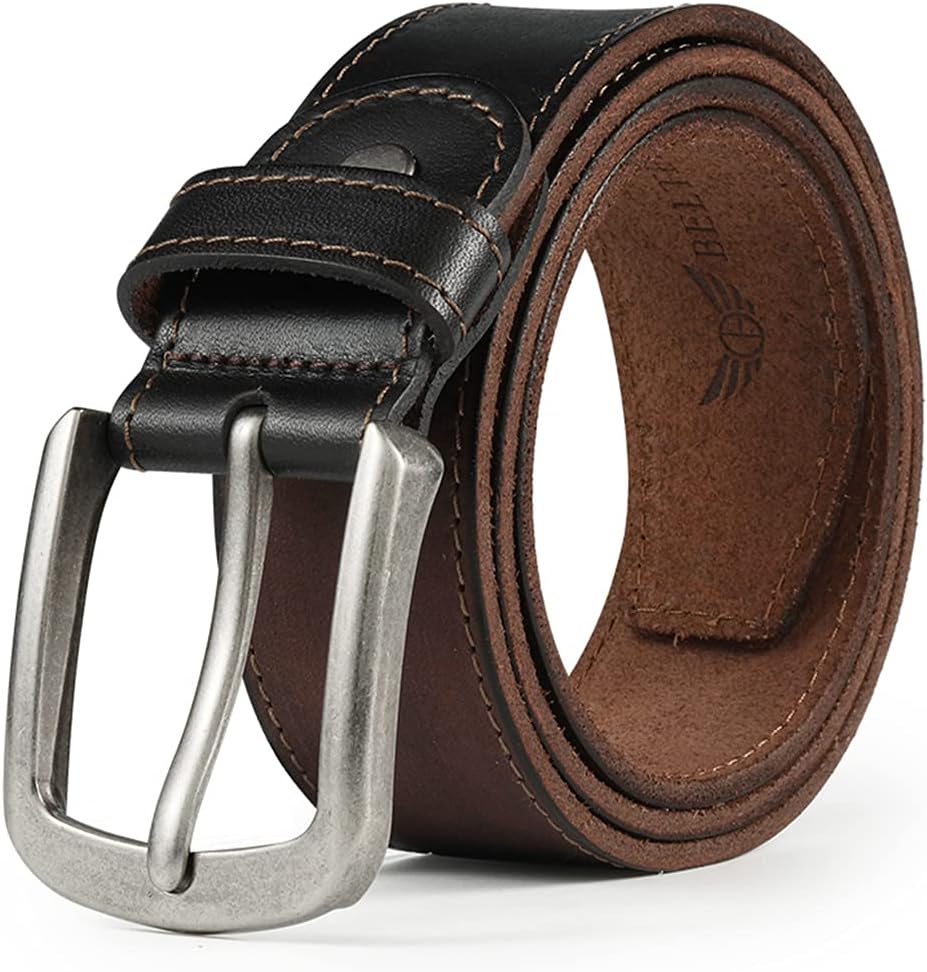 Detalle de BELTER Gürtel für Herren aus echtem Rindsleder – 3,8 cm Breite mit Geschenkbox