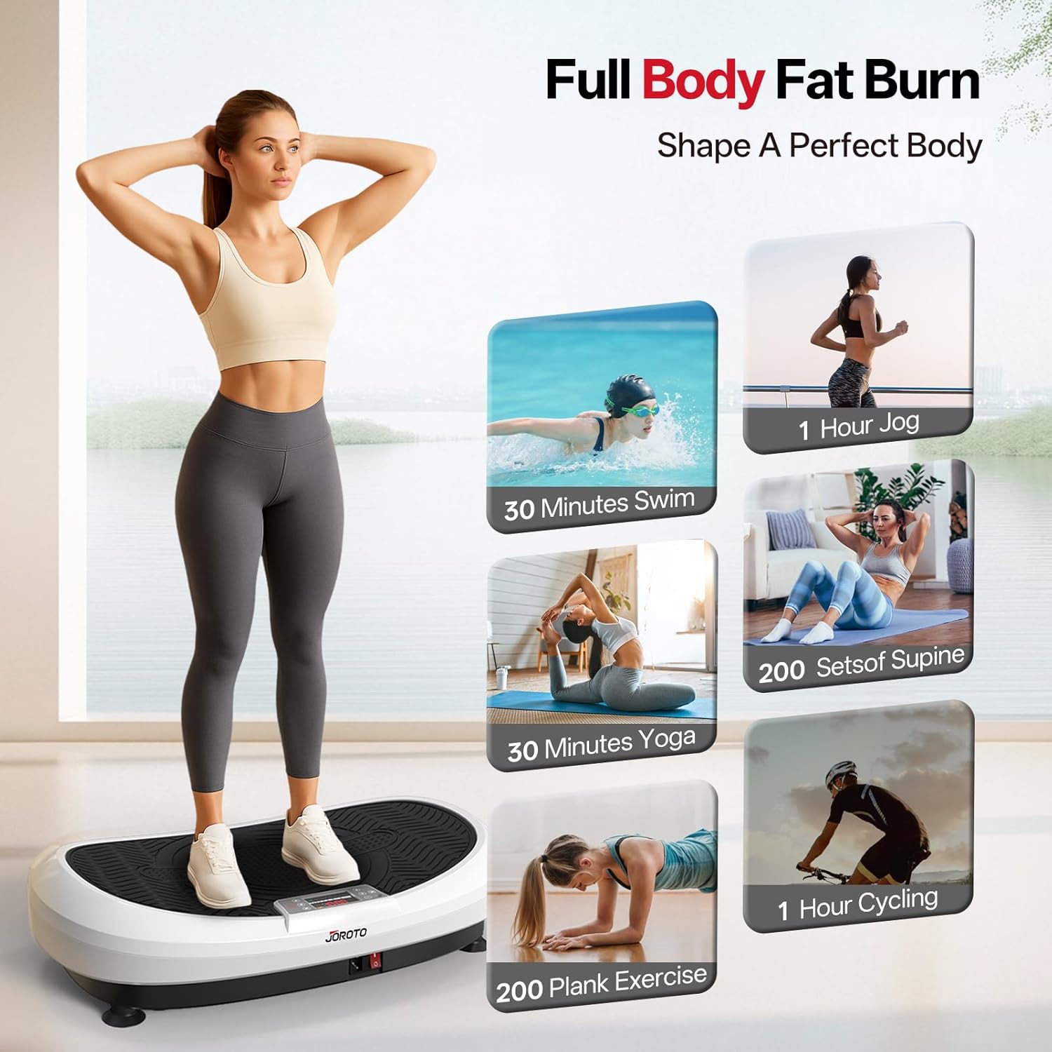 Thumbnail 5 de Plateforme vibrante 4D JOROTO JV50/JV60 avec 3 moteurs, Bluetooth et 120 niveaux (jusqu’à 158 kg)