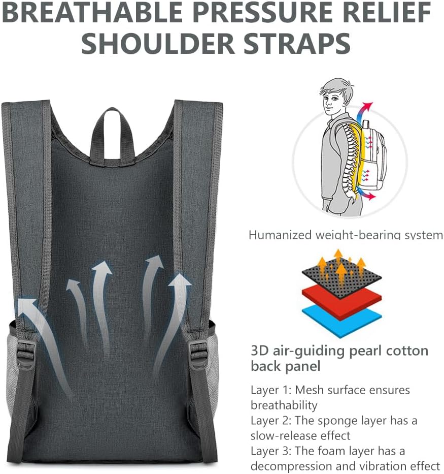 Thumbnail 3 de flintronic Foldable Backpack: Ultra Lightweight 16L Packable Daypack for Travel, Hiking and Everyday Use