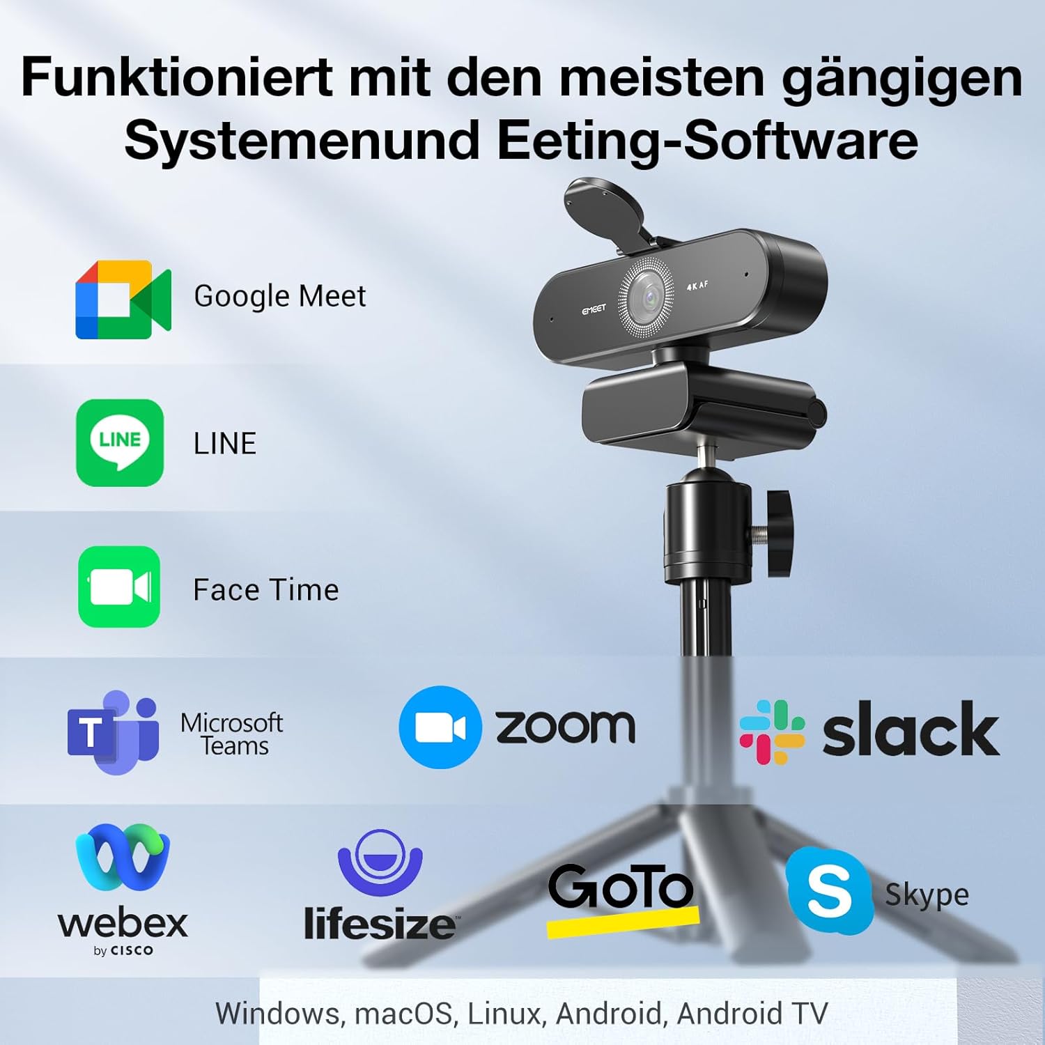 Thumbnail 3 de EMEET NOVA 4K Webcam mit Ständer, Dual-Mikrofonen und 73° Weitwinkel – Ultra HD