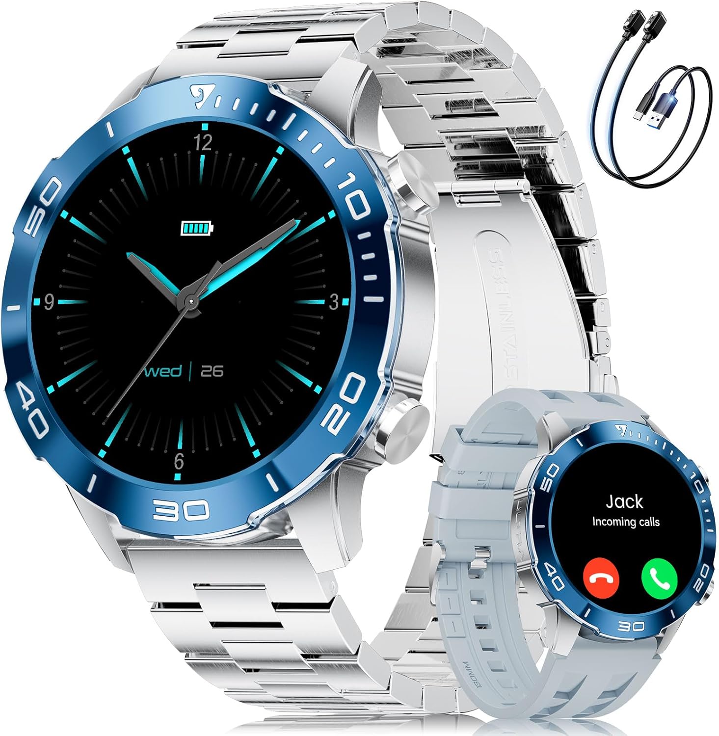 Montre Connectée Homme Militaire : Batterie longue durée, écran AMOLED 1,43" et 170+ modes sportifs