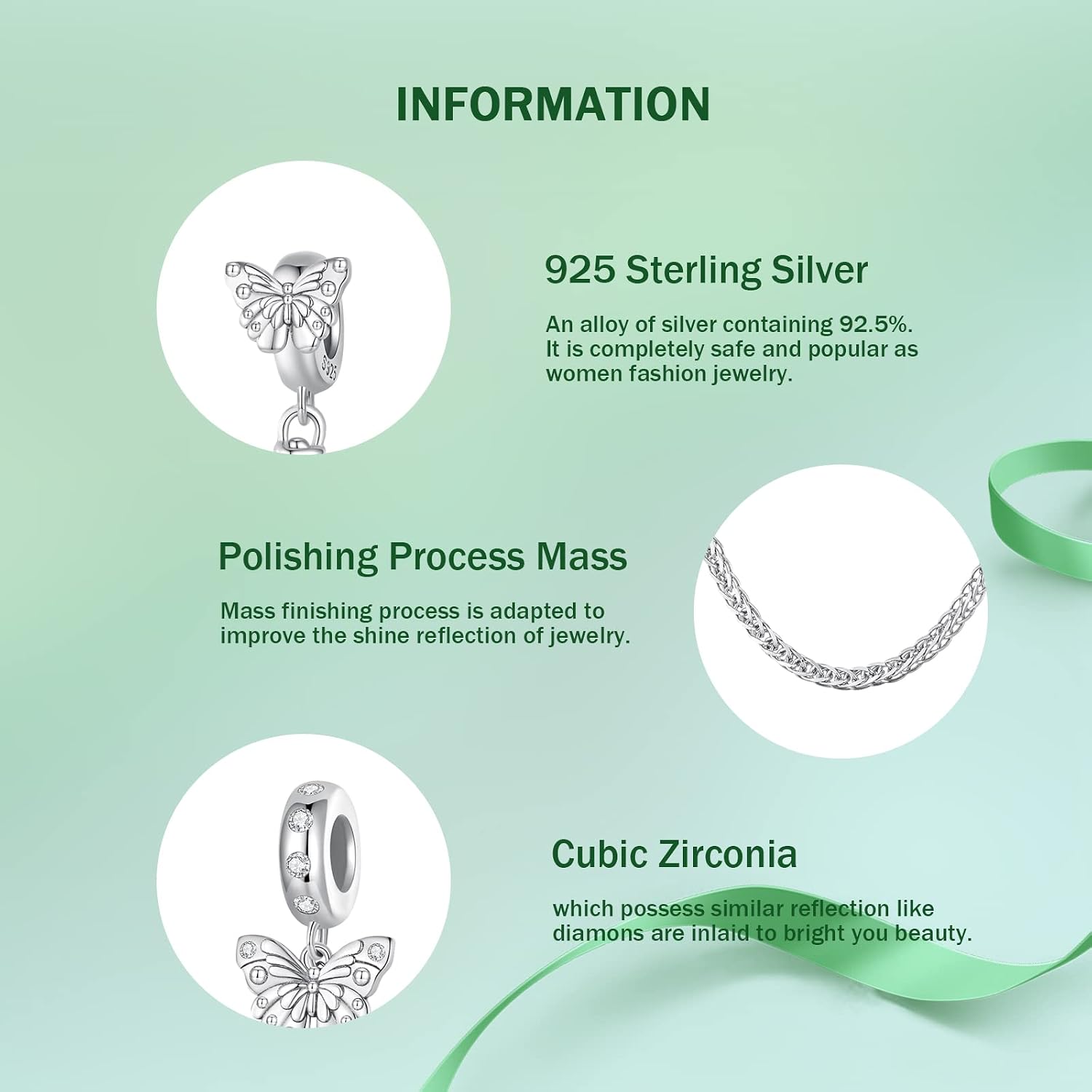 Detalle 2 de NINGAN 925 Sterling Silber Charm 1,09 cm