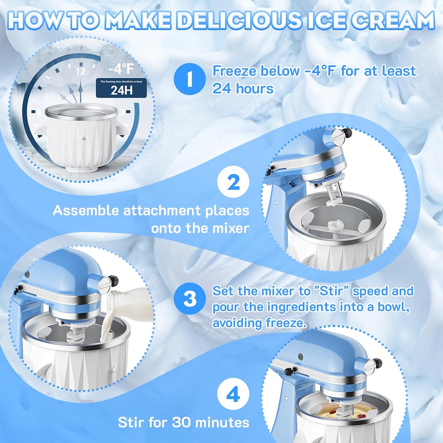 Detalle 2 de GVODE Ice Cream Maker Attachment, 2 Qt