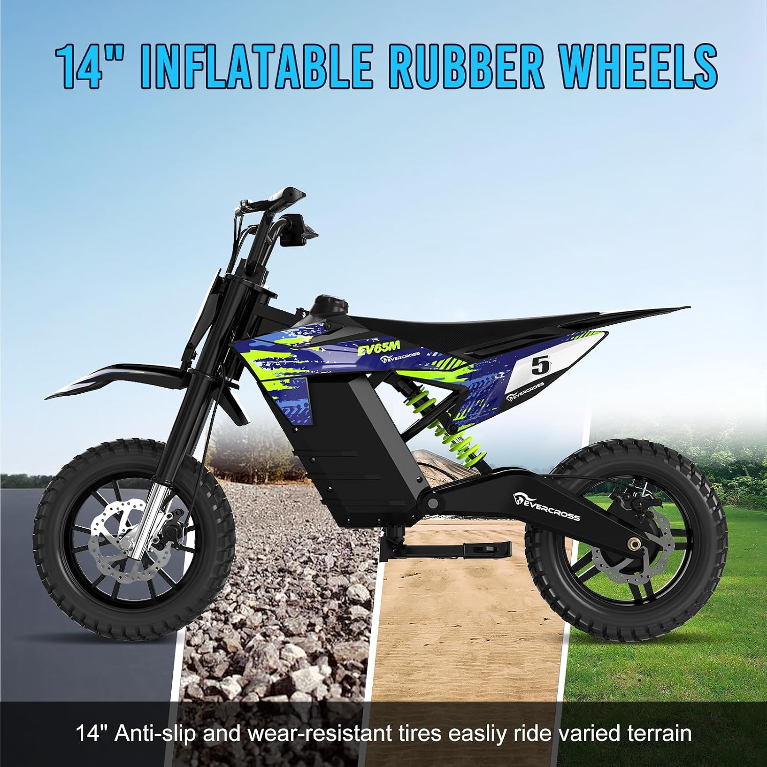 Thumbnail 4 de EVERCROSS EV65M 48V Motocicletta Elettrica per Bambini – 500W, 3 Velocità, Autonomia 20 km, Pneumatici 14