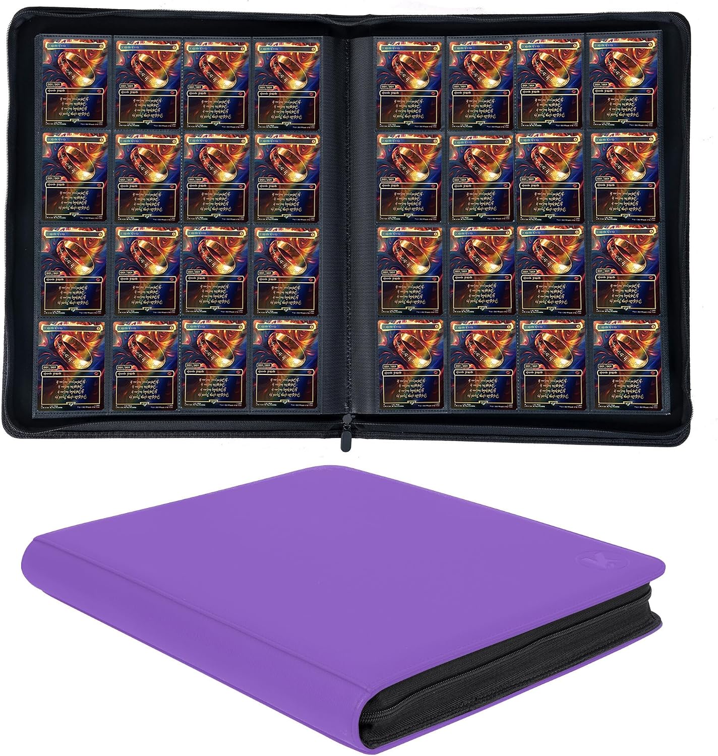 Detalle de KUOOKING K-16-1024 Trading Card Binder, Purple, 16-Pocket, Zippered