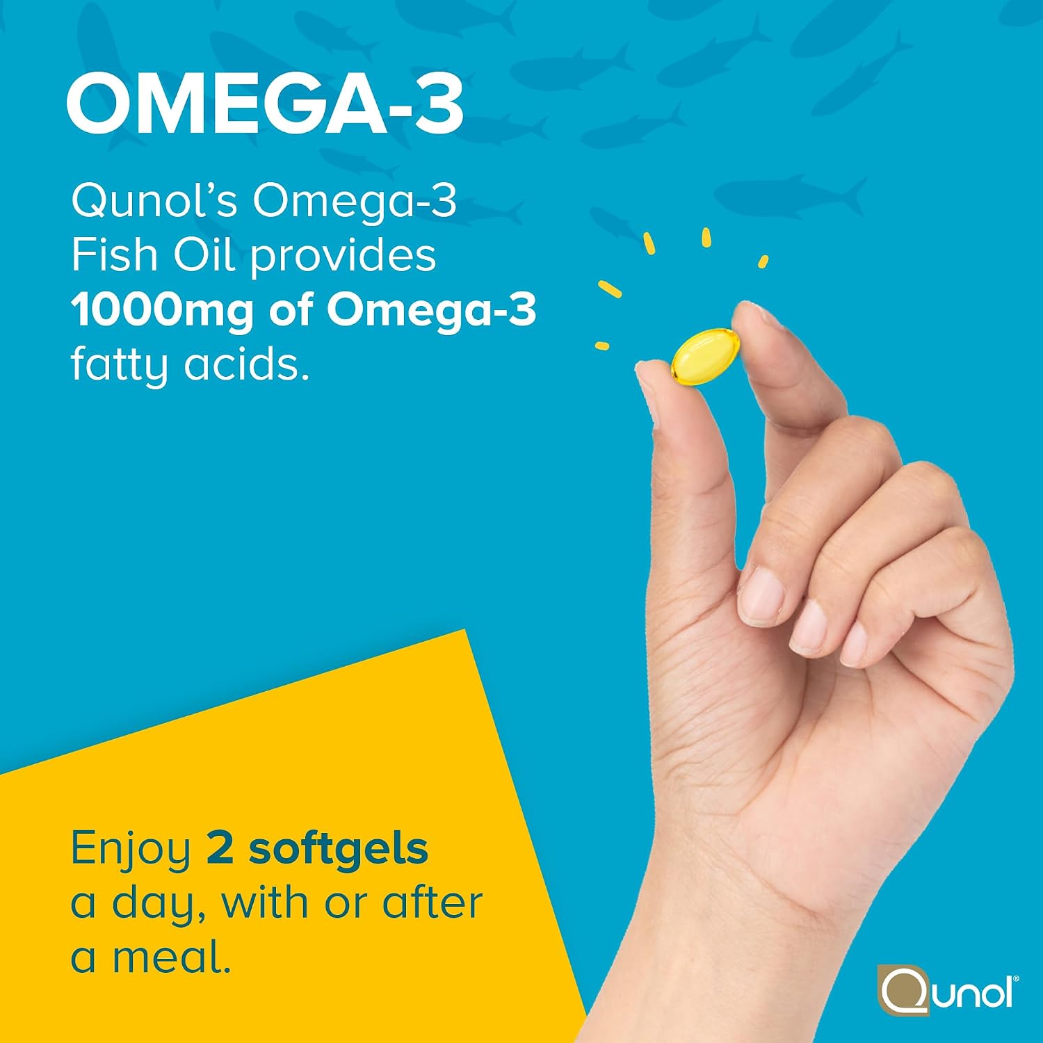 Detalle de Qunol 898440001455 Ultra Omega-3 Fish Oil Mini Softgels, Lemon, 180 Count