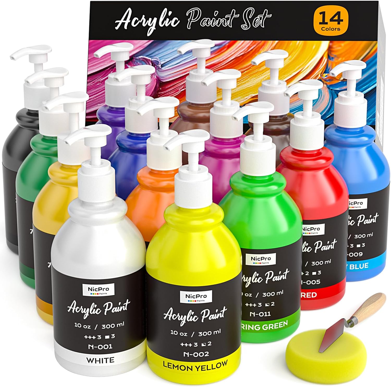 Nicpro Acrylic Paint Set, 14 Colors