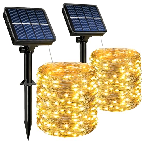 Detalle de HeiPard Solar Lichterkette Außen 2x10 m, 100 LED – wetterfest, flexibel & energiesparend