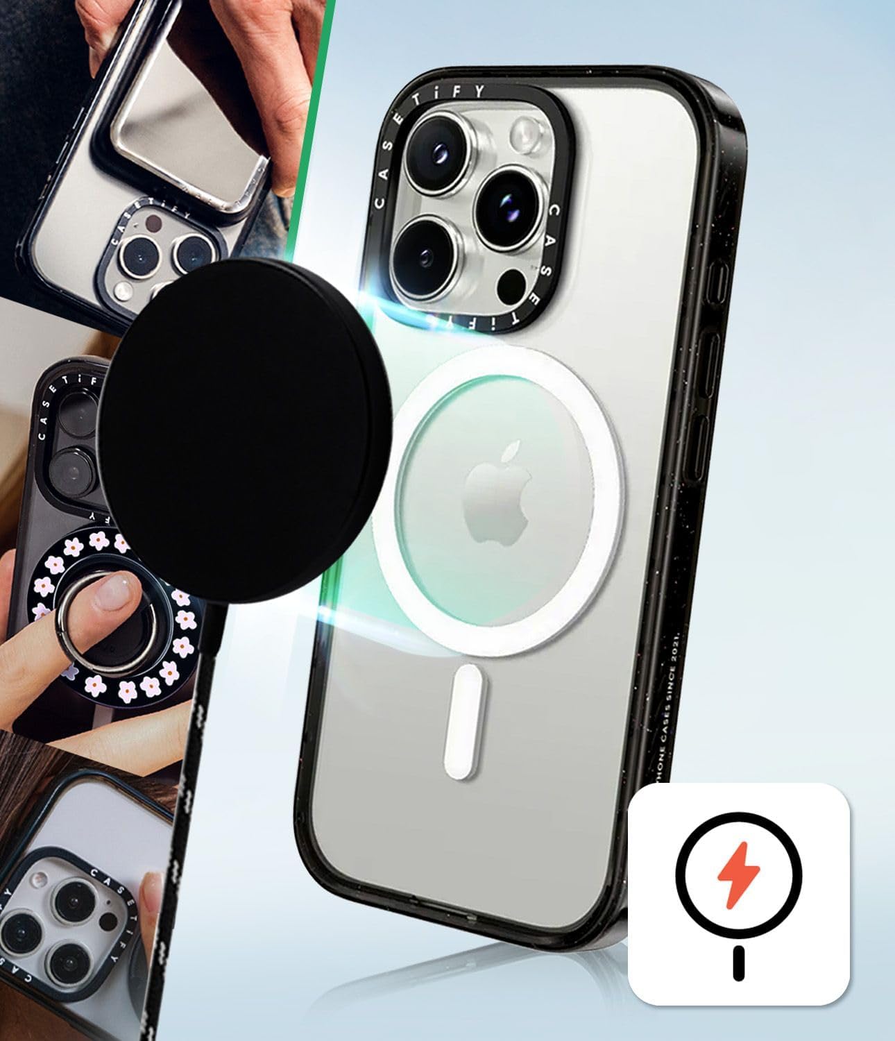 Detalle de CASETiFY Impact Case for iPhone 16 Pro Max, MagSafe, Black Space Marble