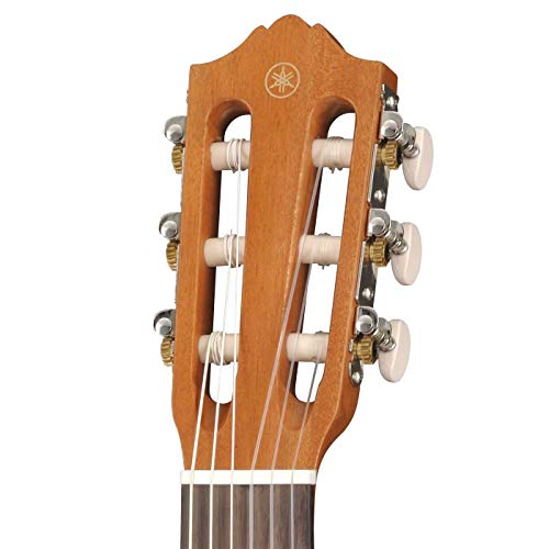 Detalle de Yamaha GL1 Guitalele: chitarra‑ukulele in legno, 6 corde nylon/acciaio, scala 17'' con custodia inclusa
