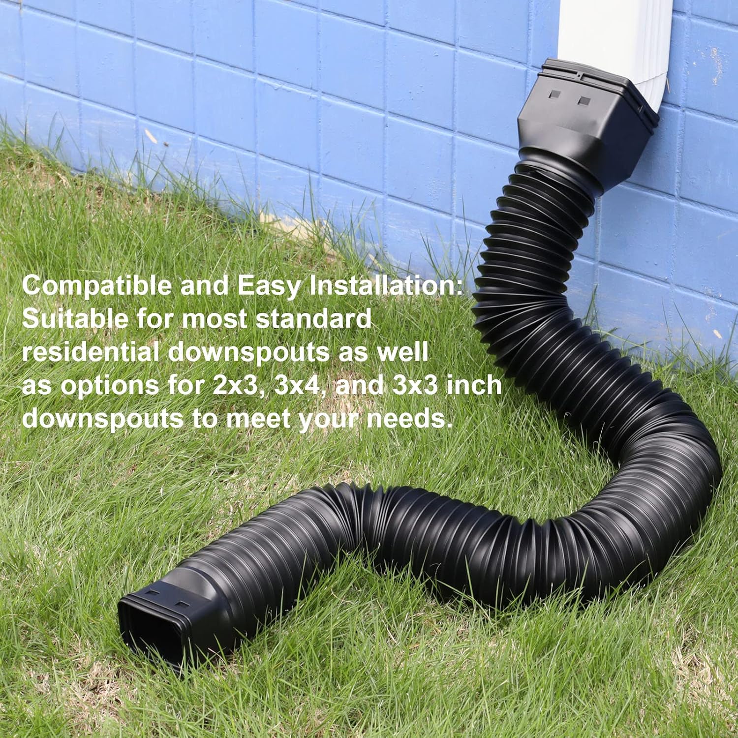 Detalle 1 de plusgutter Black Flexible Downspout Extension, Adjustable from 21 to 68 Inches