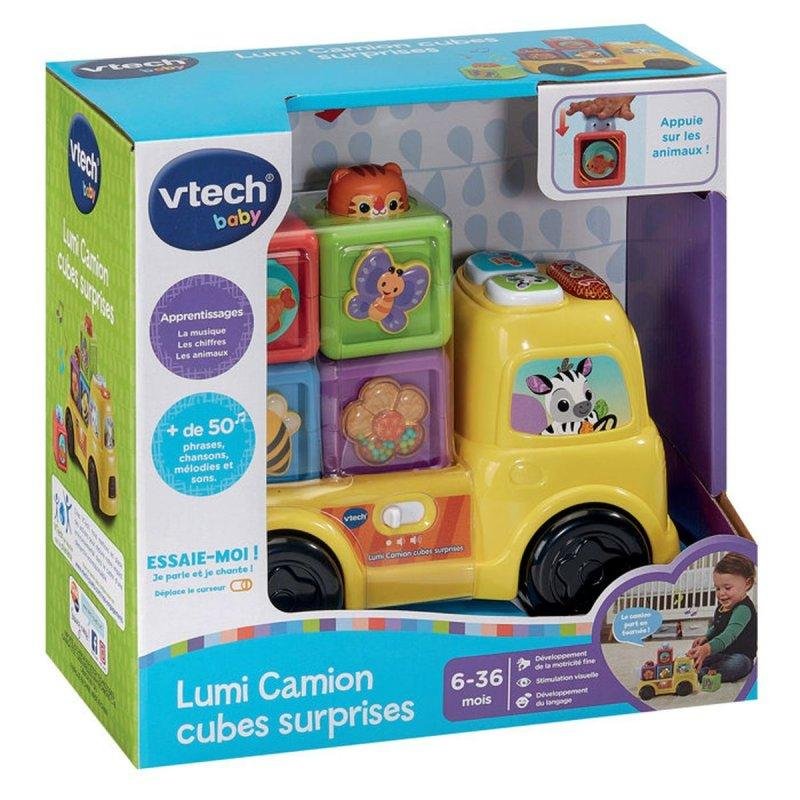 Detalle de Juguete interactivo VTech Baby Lumi Truck con cubos de animales apilables