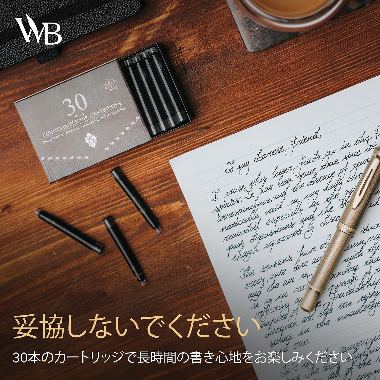 Detalle de Wordsworth & Black 万年筆用インクカートリッジ 30本入り ブラック・国際規格サイズ・速乾性
