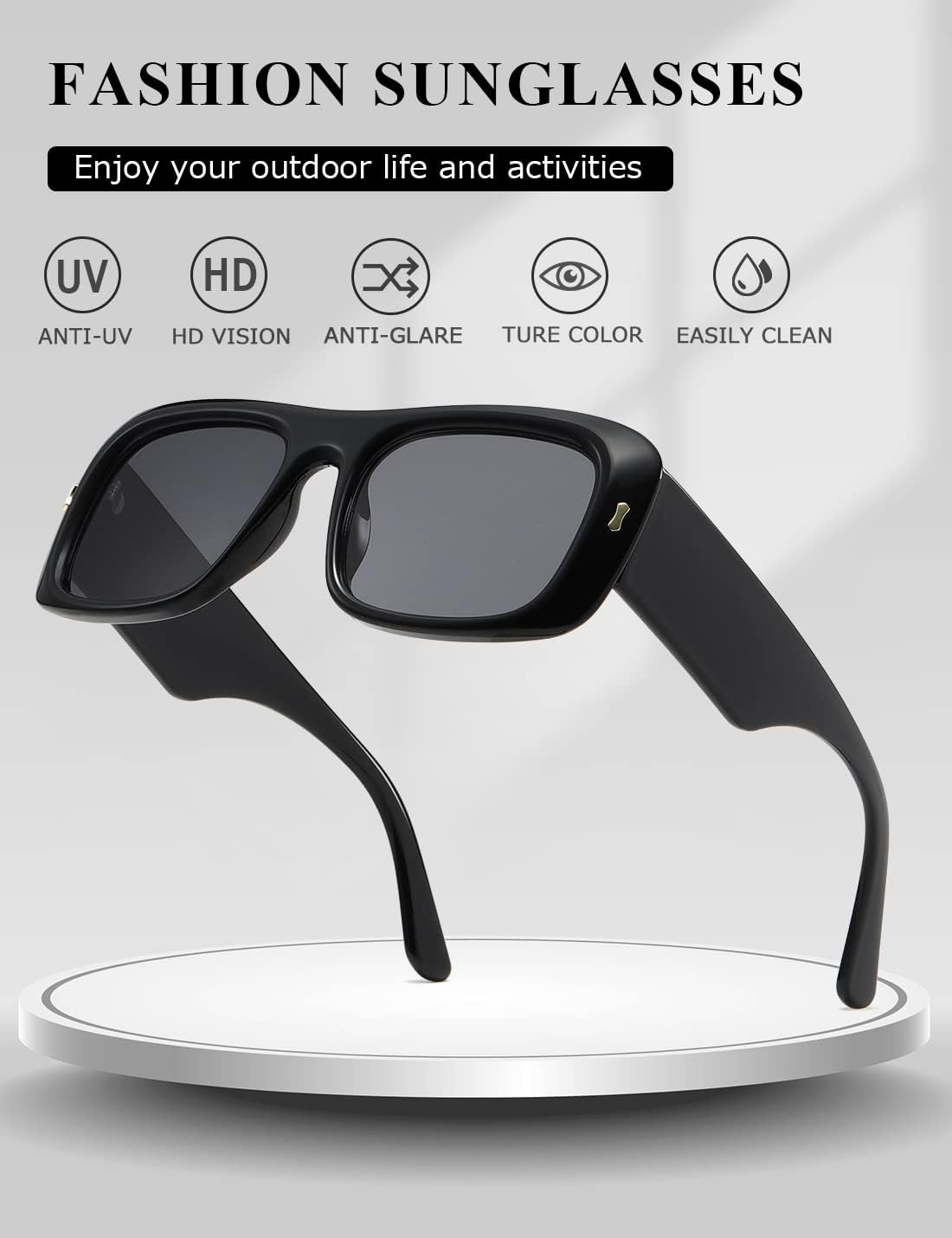 Thumbnail 3 de kimorn Sunglasses for Women and Men – Trendy Retro Oversize Square Frames K1337