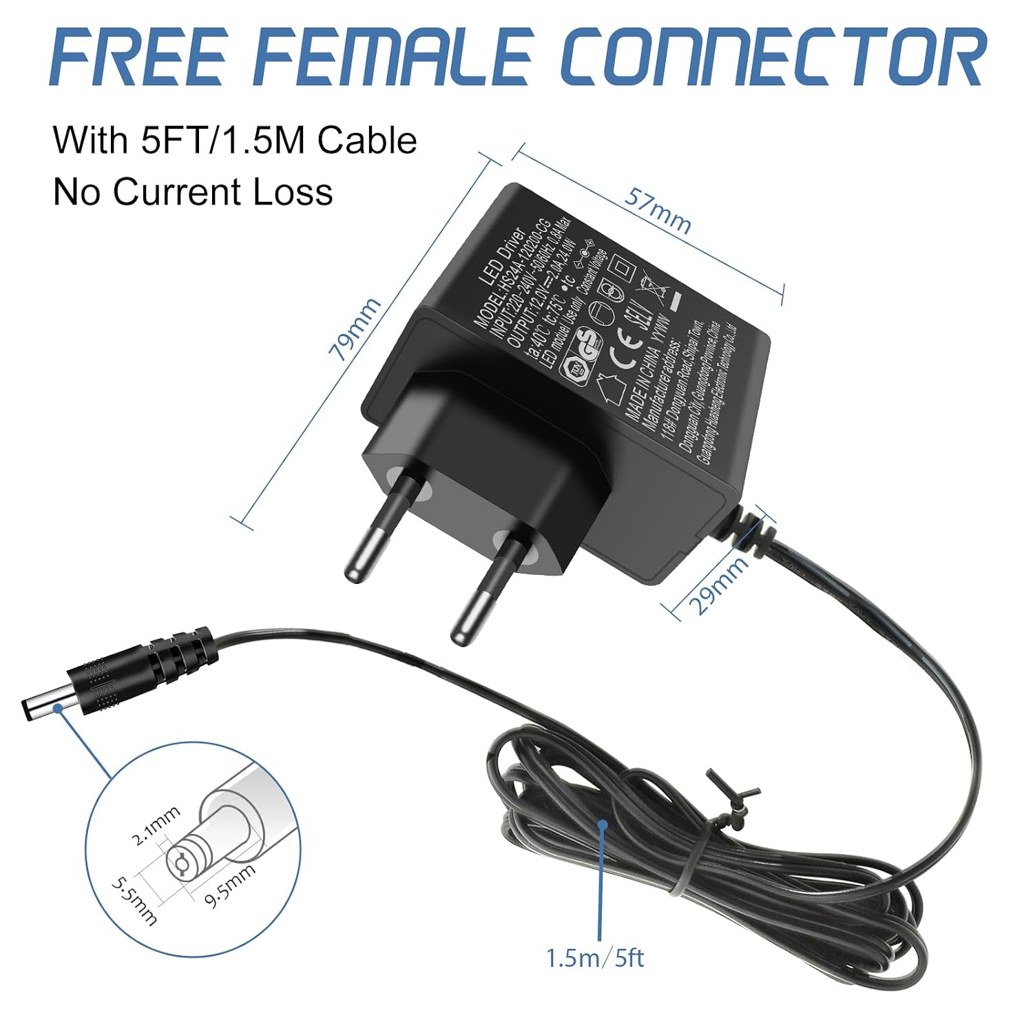 Detalle 2 de AGOTD Netzteil 12V 2A für LED-Streifen