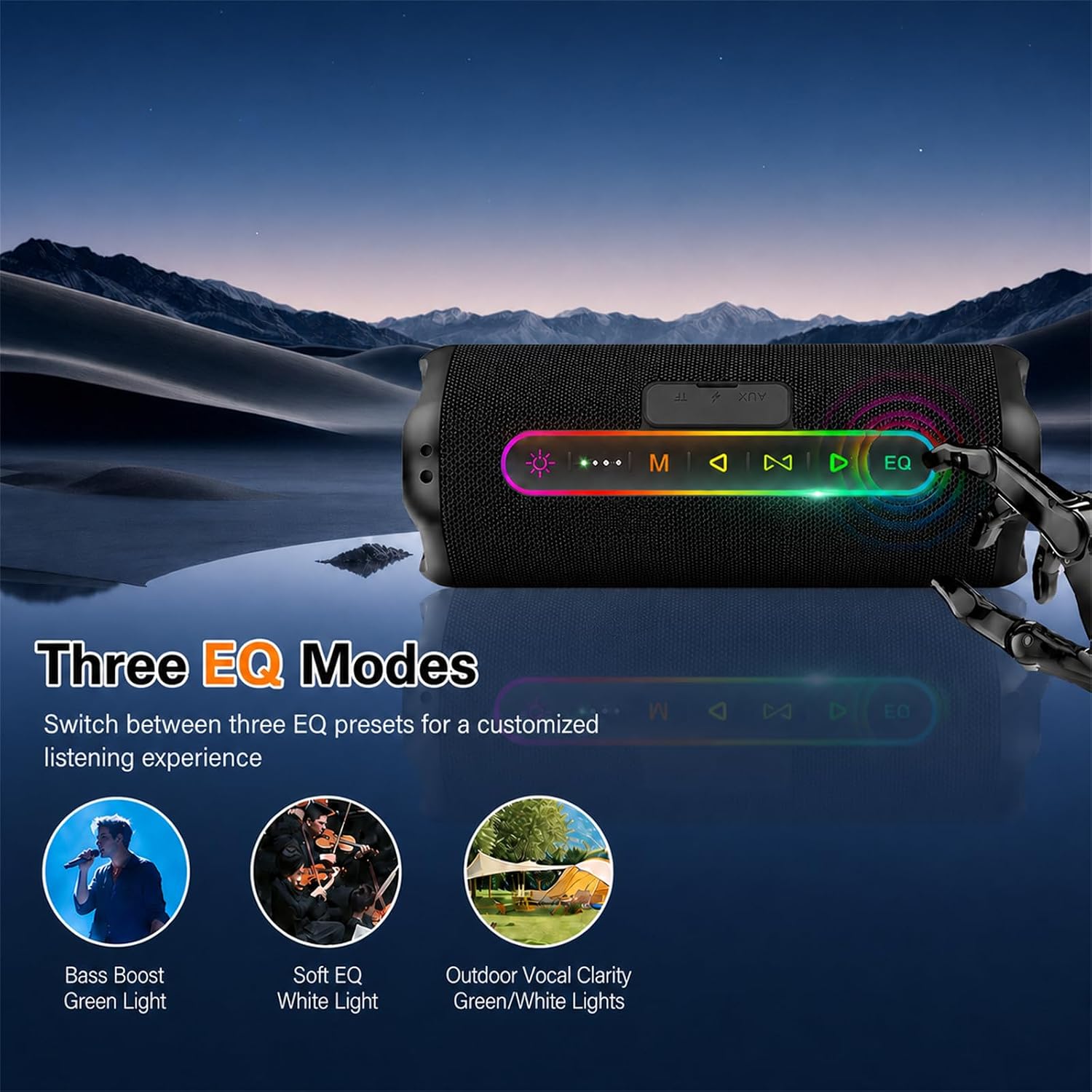Detalle de Hupoaf Portable Bluetooth Speaker, 30W Peak