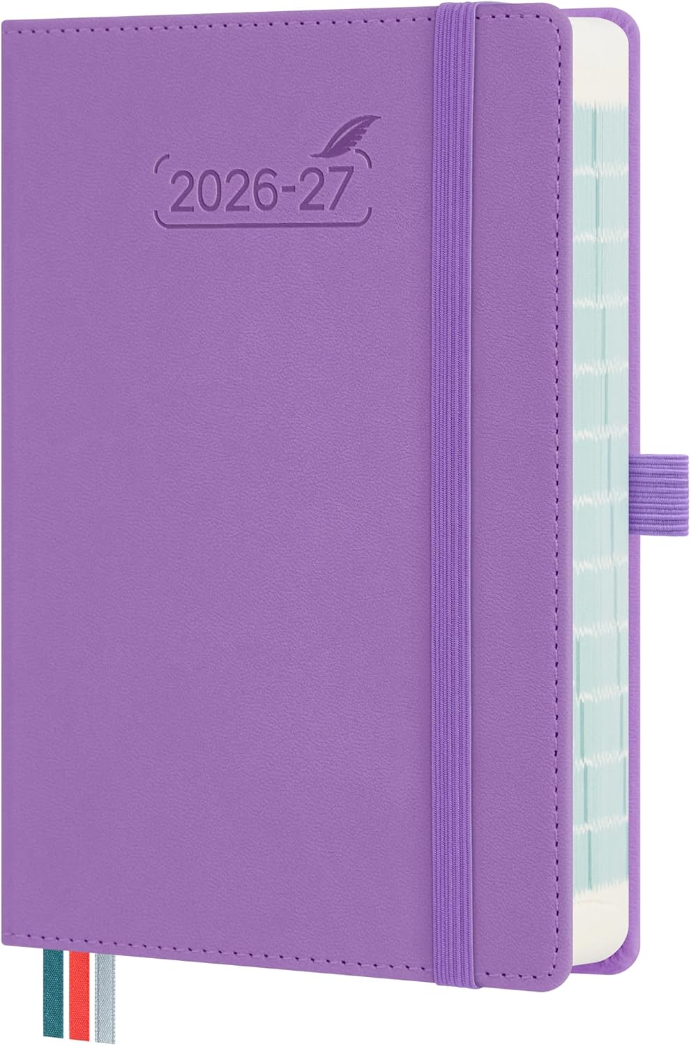 Detalle de BEZEND Academic Diary 2026-2027 Page A Day (Sept'26-Dec'27) Compact 18 x 13 cm – Lavender PU Leather