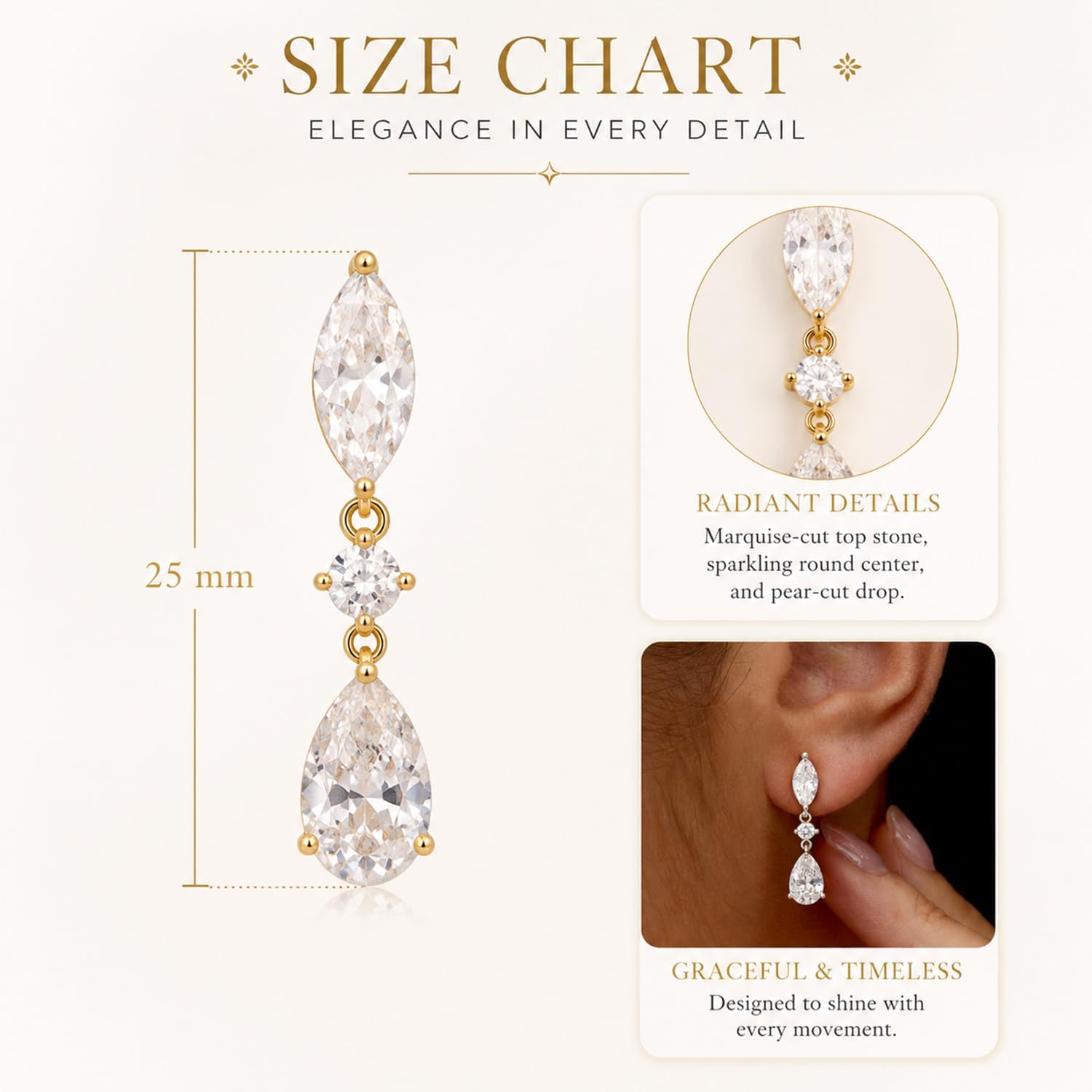 Detalle 1 de Dangle Earrings, 14K Gold-Plated