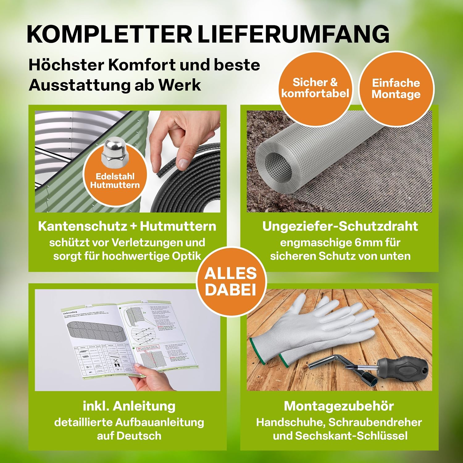 Detalle 2 de TTL GARDEN Nature XL Metall-Hochbeet 320 x 80 x 80 cm (salbei-grün) aus verzinktem & lackiertem Stahl