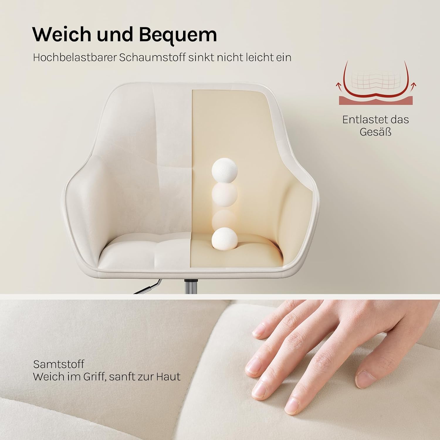 Detalle 2 de WOLTU Homeoffice Drehstuhl bis 150 kg