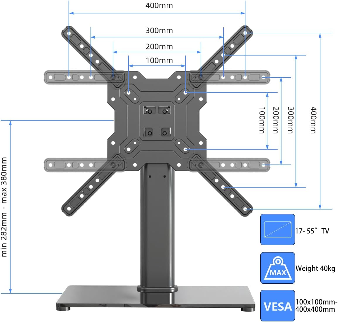 Thumbnail 1 de Support TV sur Pied XINLEI TS102 pour 23–55 pouces – Hauteur et Inclinaison réglables