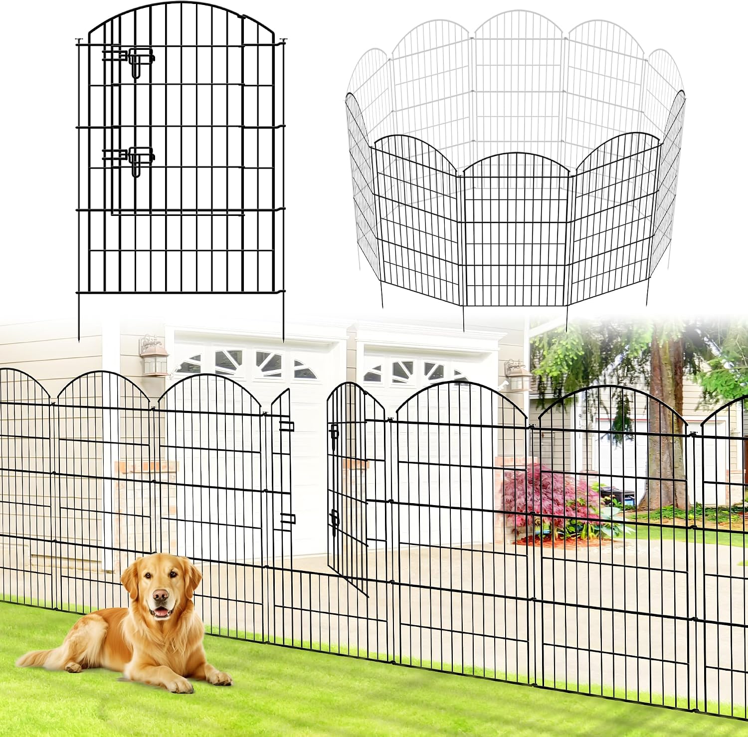 Detalle de Thealyn Decorative Garden Fence: 101 cm H x 71 cm W (4 Panels + 1 Gate) with 3.5 m Total Length