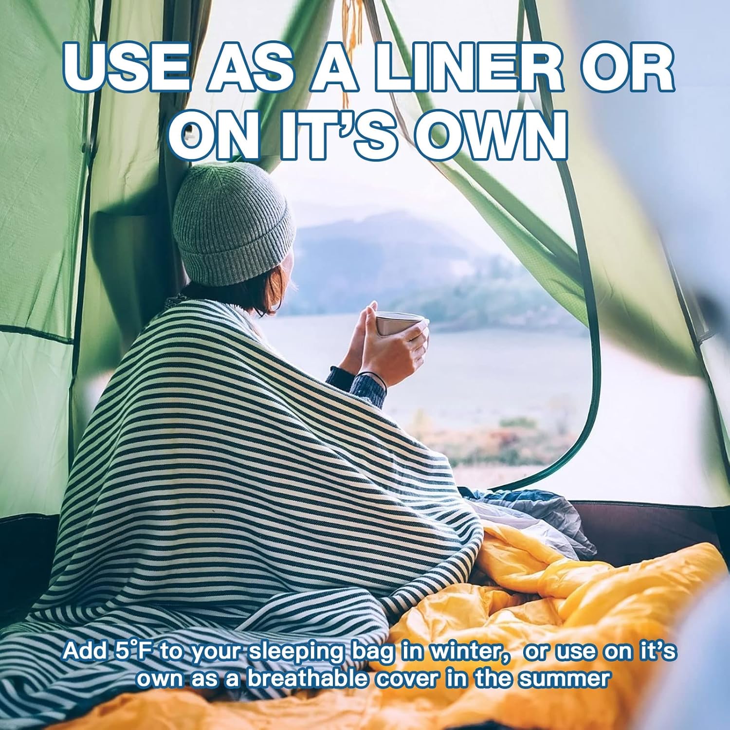 Thumbnail 4 de JAICOM Sleeping Bag Liner (Ultralight Travel Sheet) 220 x 90 cm with back pillow pocket