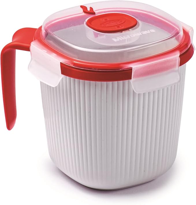 Snips Taza Microondas 0.70LT ☕ Blanco y Rojo Italy