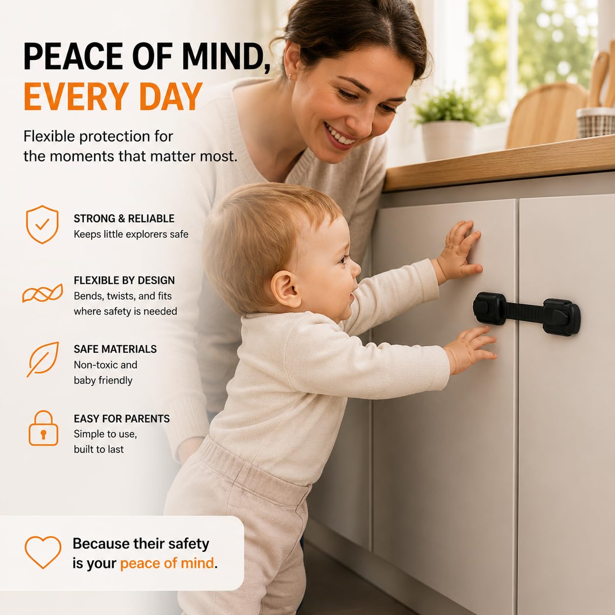 Detalle de CUTESAFETY Cabinet Locks 10-Pack