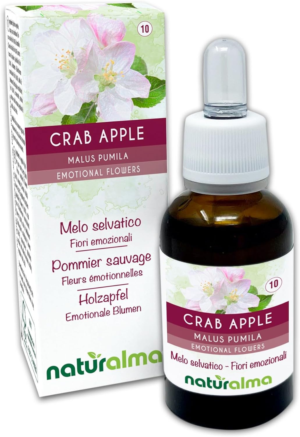 Detalle de Crab Apple (Malus pumila) Fiori emozionali Naturalma – Gocce 30 ml, estratto liquido analcoolico