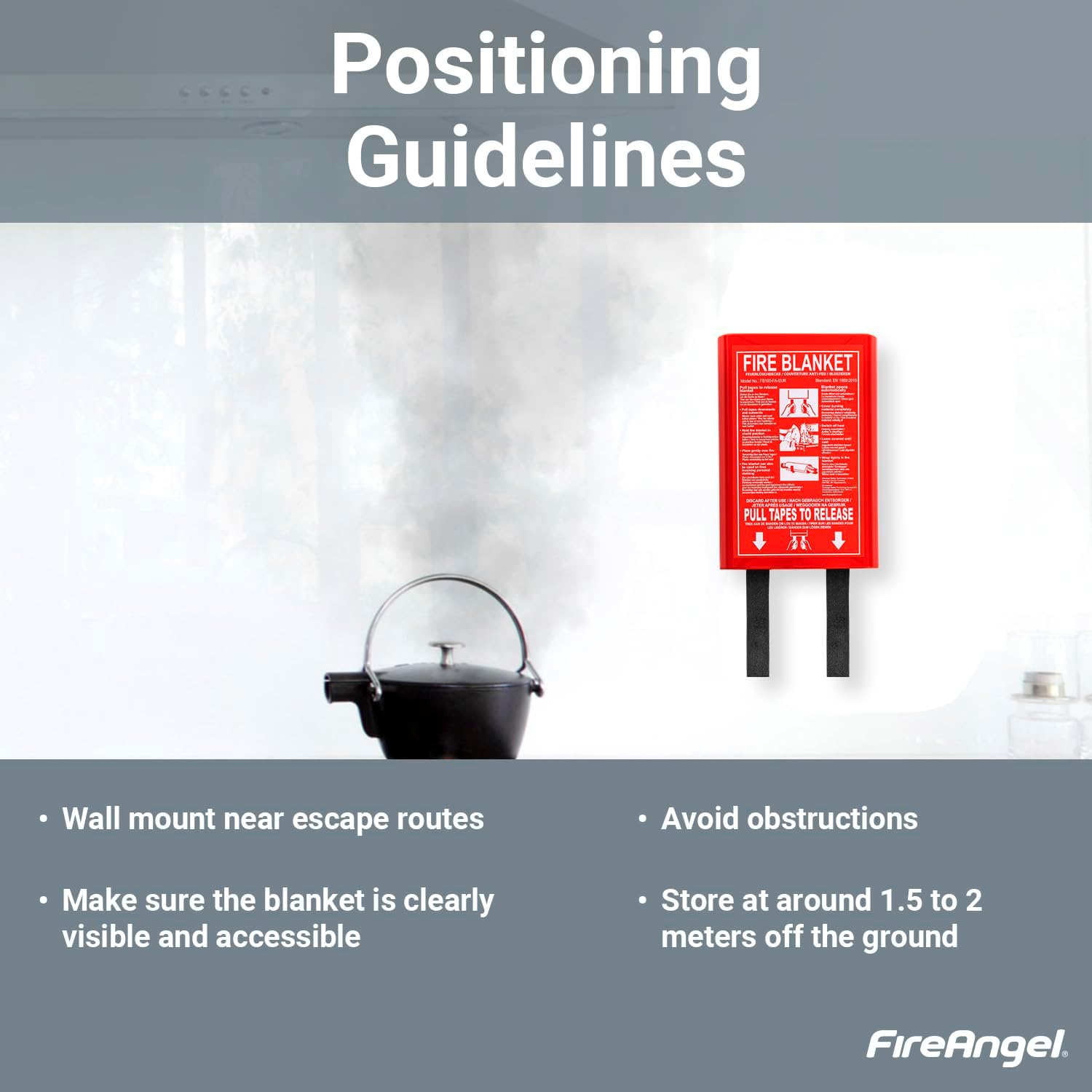 Thumbnail 5 de FireAngel 1 x 1 m Fire Blanket with Hard, Wipe-Clean Cover for Kitchen, Home and Caravan