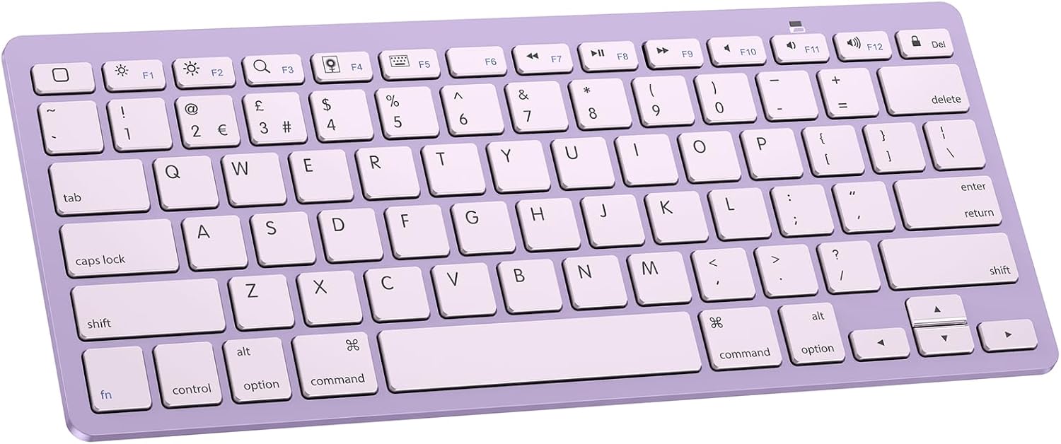 Detalle de OMOTON Bluetooth Wireless Keyboard for iOS (UK QWERTY) – Purple