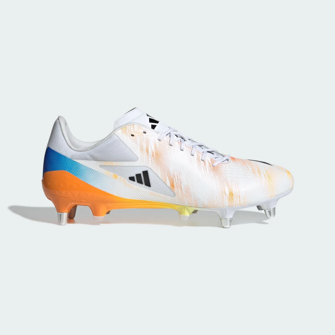 Detalle 2 de Adizero RS15 Pro de Adidas para césped natural húmedo – Bota de rugby en blanco