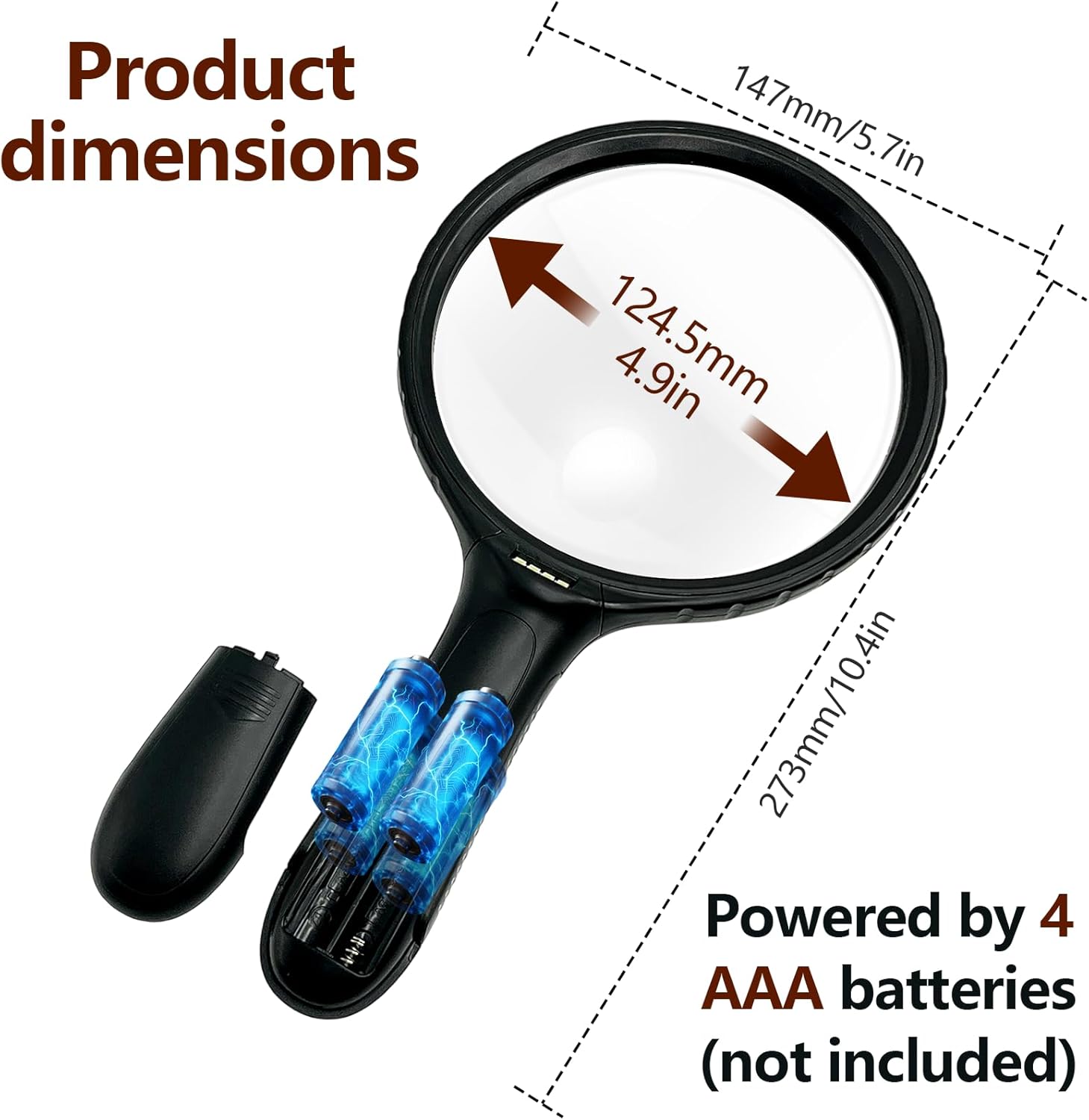Thumbnail 1 de Zeeorymn Large 145mm Magnifying Glass with Light (30X) for Seniors, Coins & Jewellery Inspection