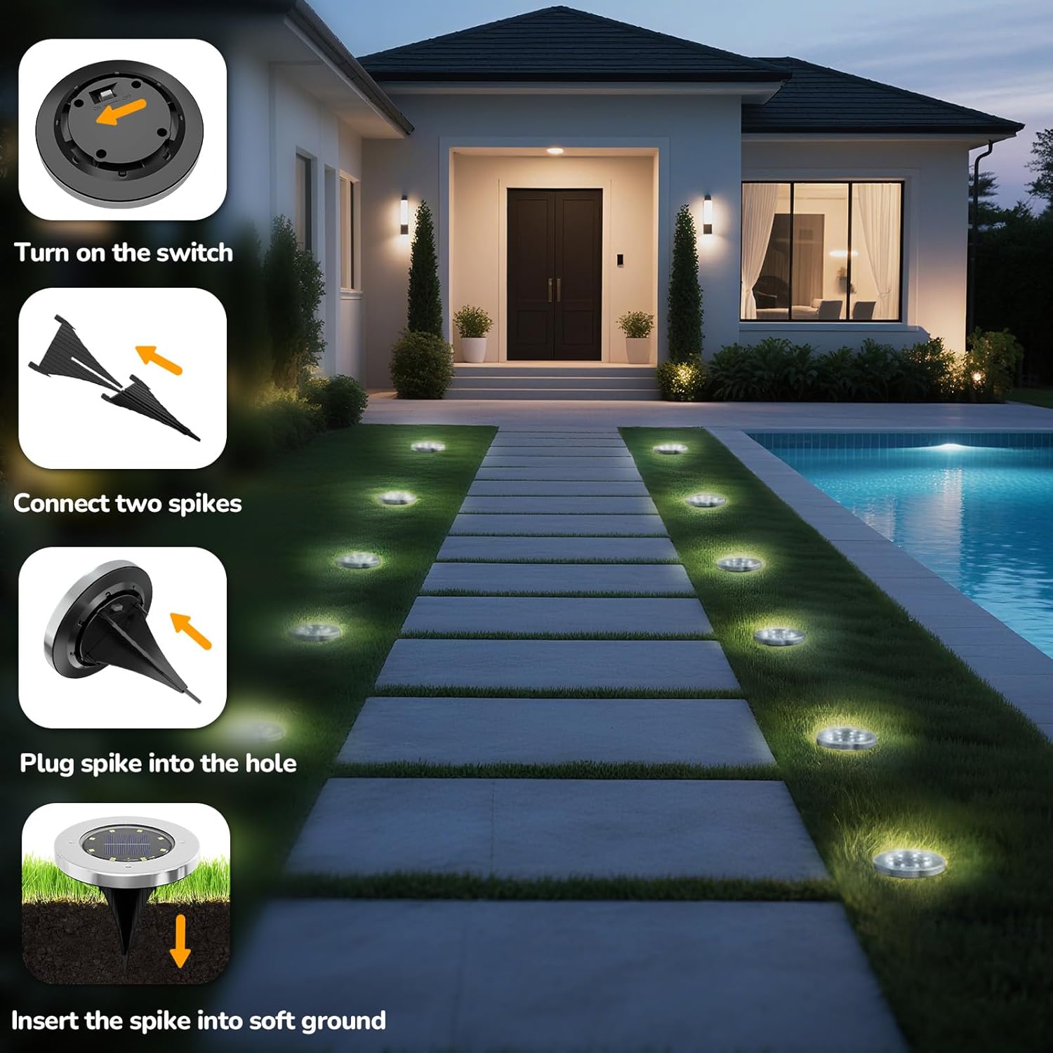 Thumbnail 5 de INCX 4.6-inch Solar Outdoor Lights (12-Pack) with Integrated Light Sensor, IP65, Cold White