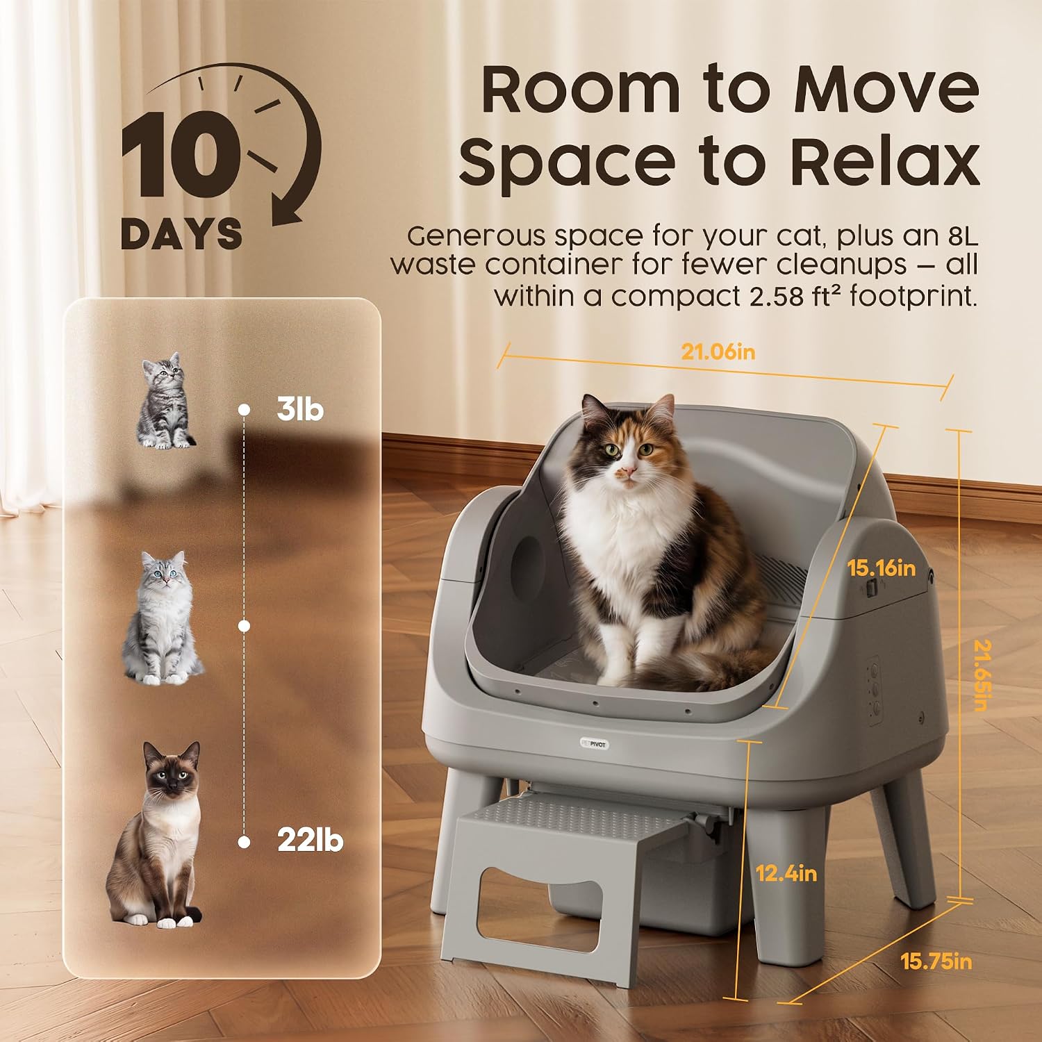 Detalle 1 de PetPivot Automatic Cat Litter Box, Dark Grey