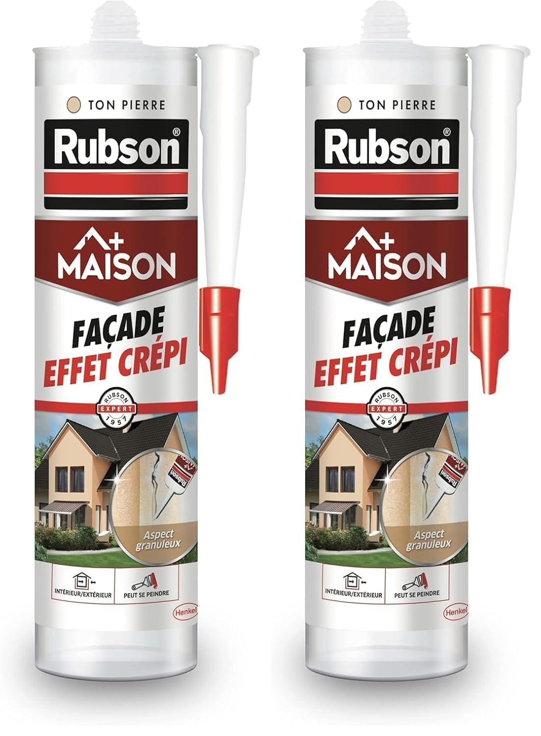 Detalle de Rubson Mastic Maison Façade Effet Crépi – 280 ml, mastic acrylique pour joints et fissures sur crépi