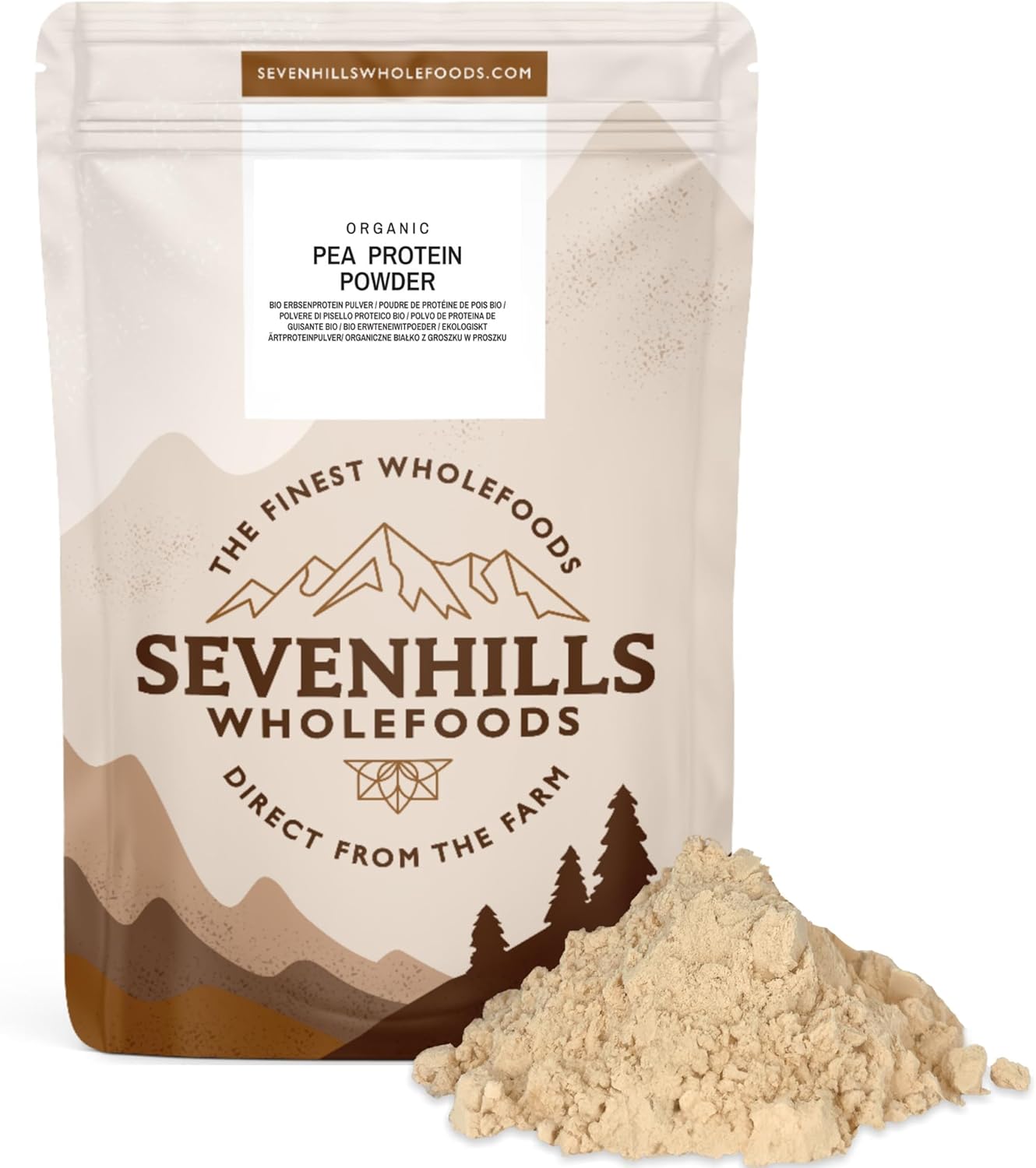 Detalle de Sevenhills Wholefoods Poudre de Protéines de Pois Bio 1,8 kg – 84% de protéines, naturelle et durable