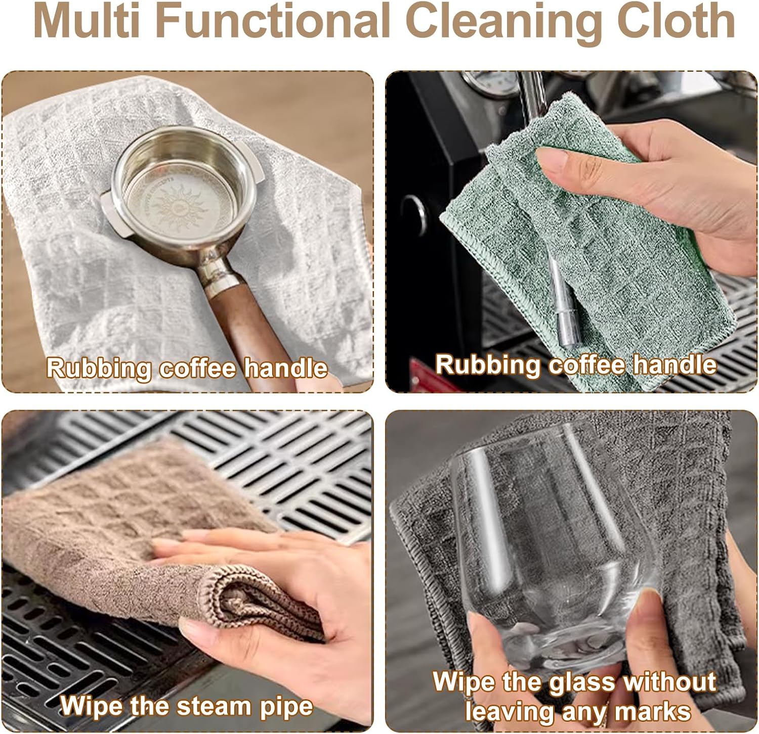 Detalle 2 de VoltCozy Barista Towels 4 Pack 12x12” Waffle Microfibre – Practical barista cloths for home setups