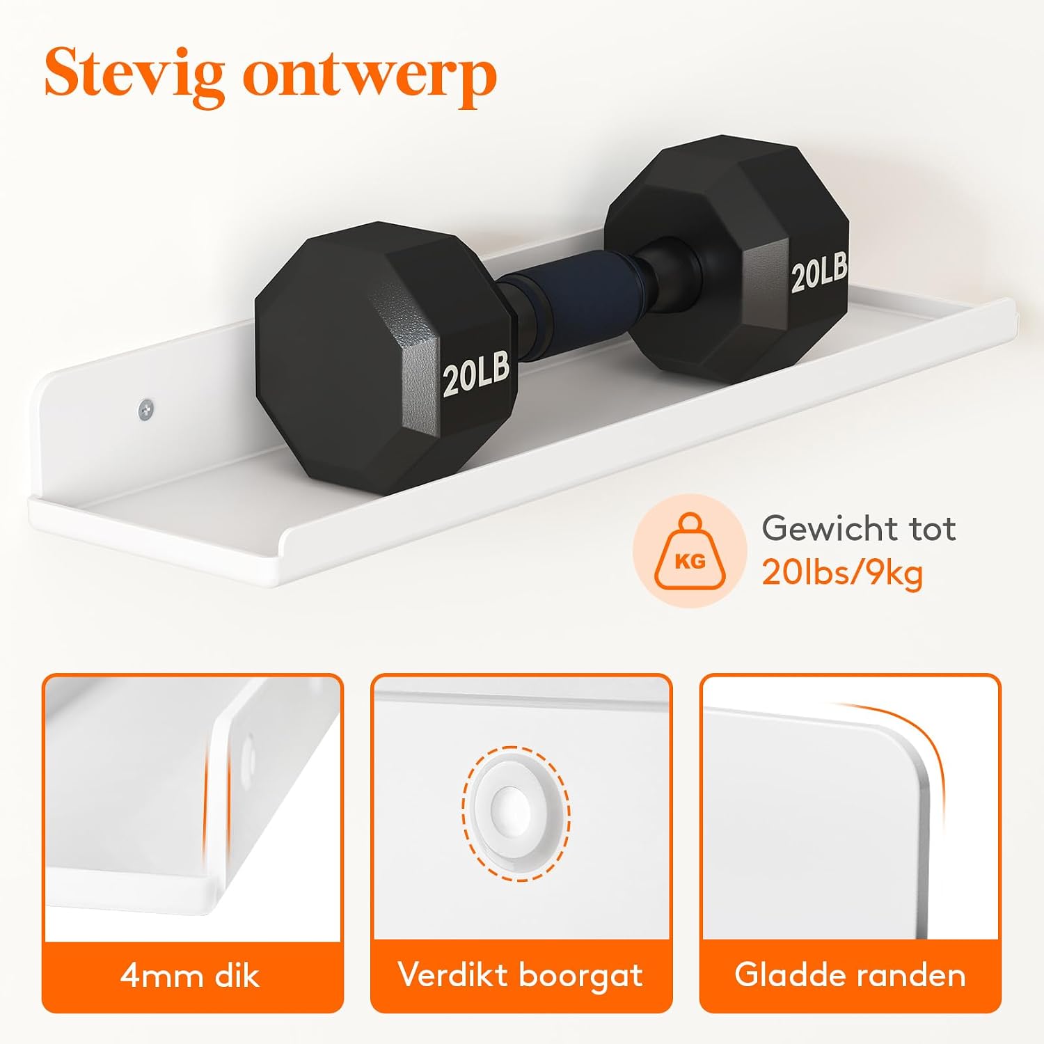 Detalle de Lifewit 23119 zwevende wandplanken, set van 6, wit acryl